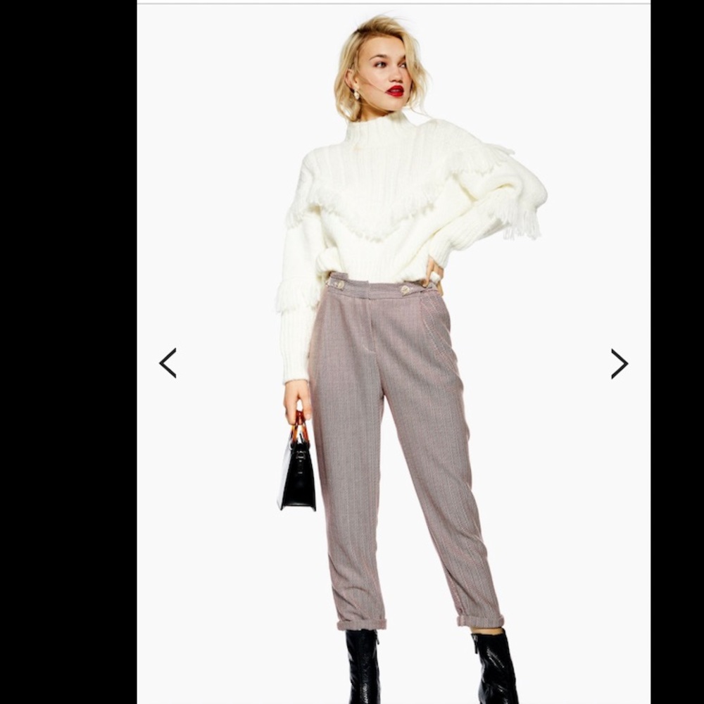 Topshop Herringbone Mensy High Rise Trousers
